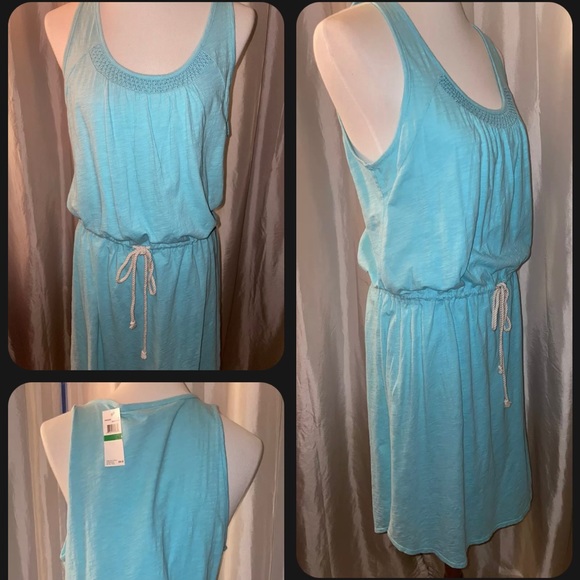 New! C&C California Sleeveless Turquoise Dream Catcher Drawstring Dress Size L🩵 - Picture 7 of 10